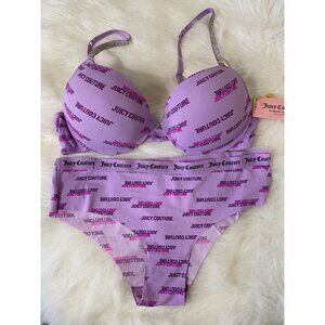 Juicy Couture Intimates 5 Pack Bikini Underwear & Push Up Bra Matching Set